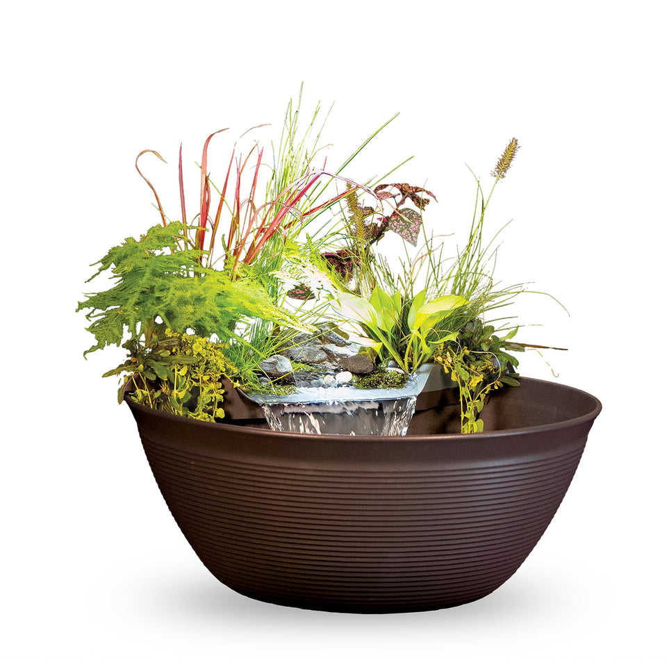 Aquascape AquaGarden Pond Kit on a patio creates a tranquil focal point.