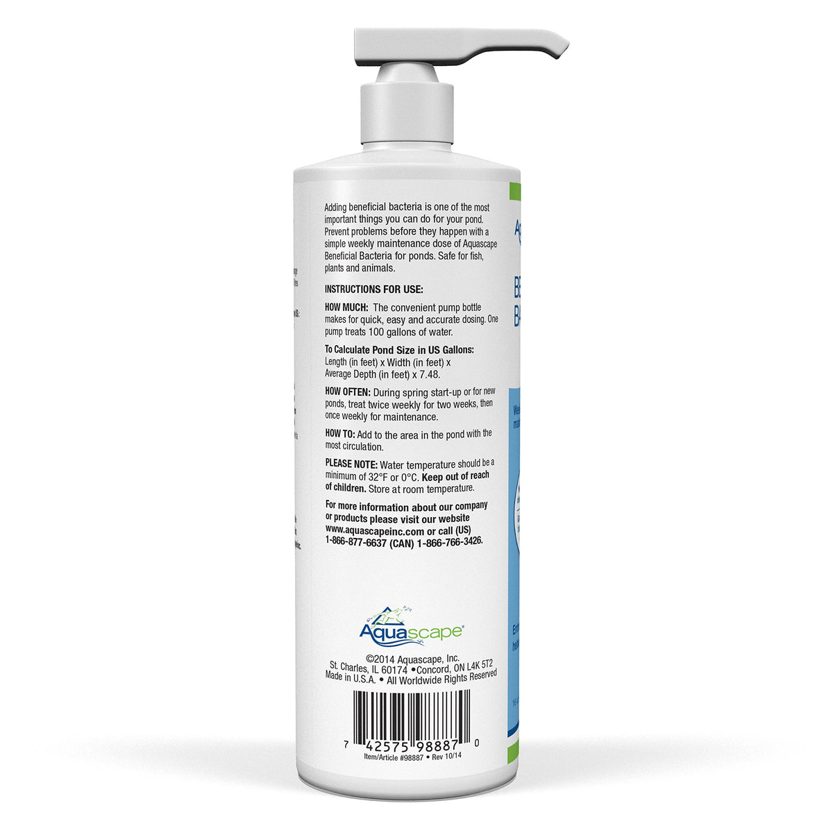Aquascape pond water treatment graphic showing clarity improvement