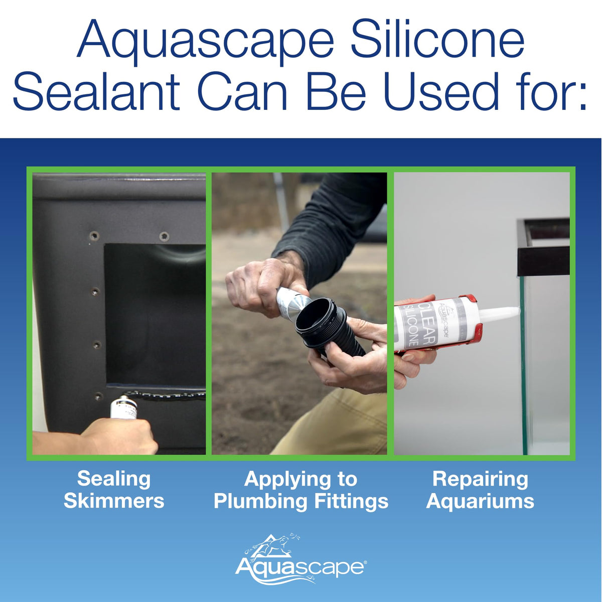 Aquascape Black Silicone Sealant forms easy-to-apply, long-lasting waterproof joints around skimmer faceplates.
