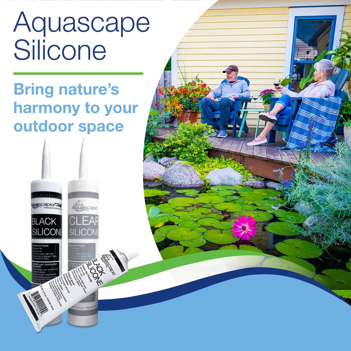Aquascape Black Silicone Sealant 4.7-ounce tube for home repairs in aquatic setups.