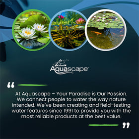Aquascape brand passion for water gardening in action in pond setup.