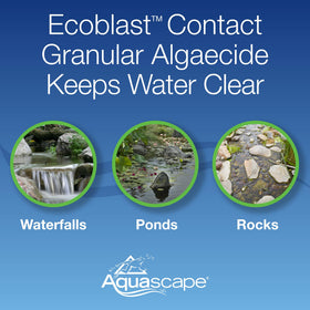 Granules on rock surfaces along a stream for targeted algae management.
