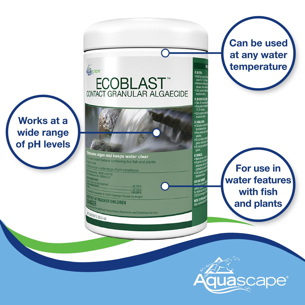 Pond rocks treated with EcoBlast for a cleaner decorative surface