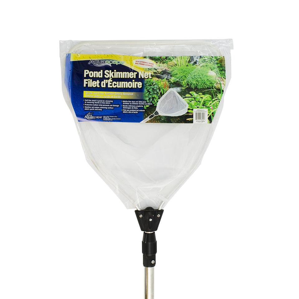 Aquascape heavy-duty pond skimmer net with extendable handle reaches across large ponds