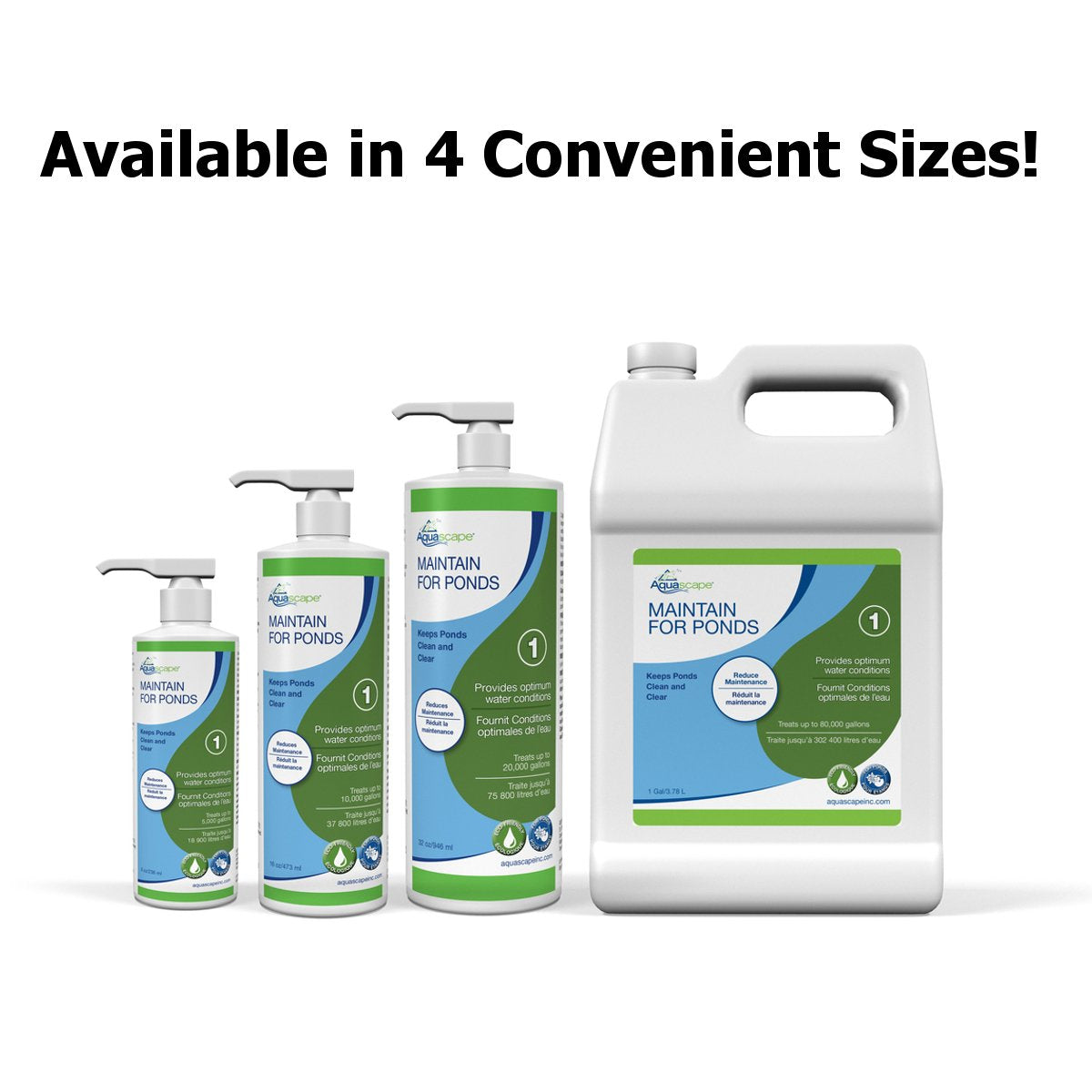 Aquascape Maintain bottle cap and label showing easy dosing for koi ponds