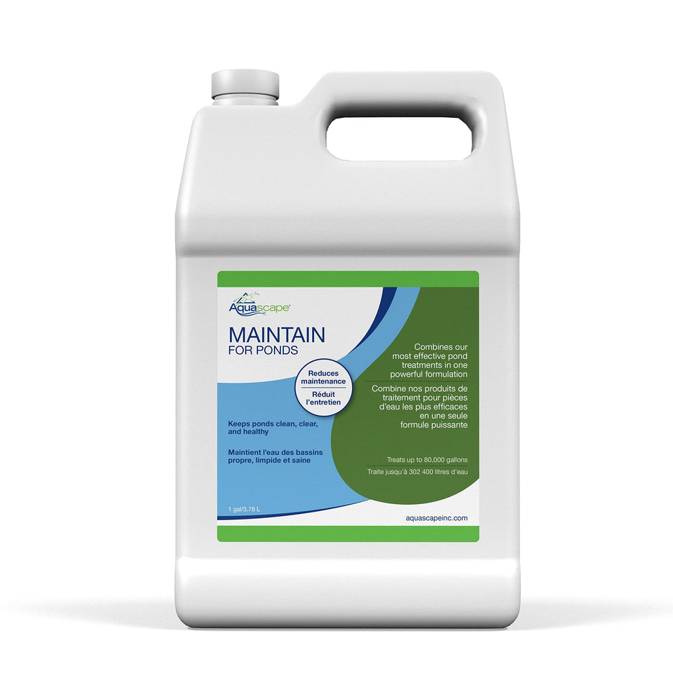 Aquascape Maintain bottle with pump-top enables easy dosing for pond treatment.