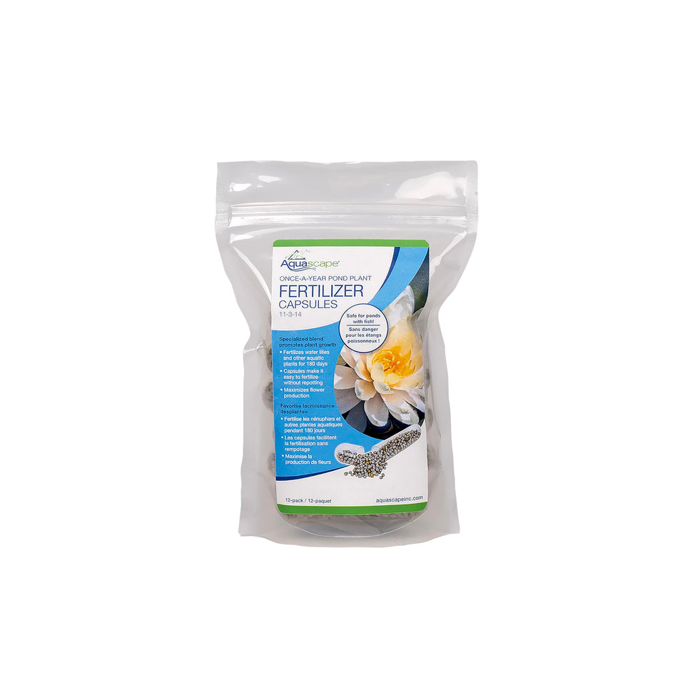 Aquascape Once-A-Year pond fertilizer capsules pack boosts aquatic plant growth for up to 180 days.