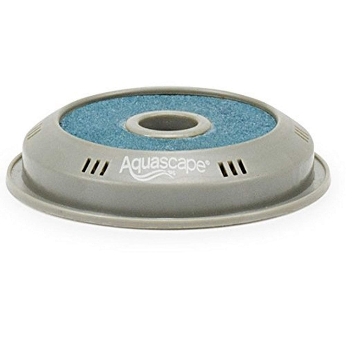 Aquascape pond aeration disc resting on the pond floor to boost circulation and water quality.