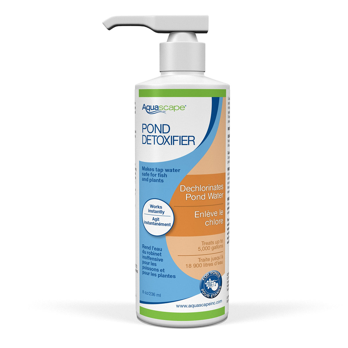 Aquascape Pond Detoxifier bottle front showing product for safe fish