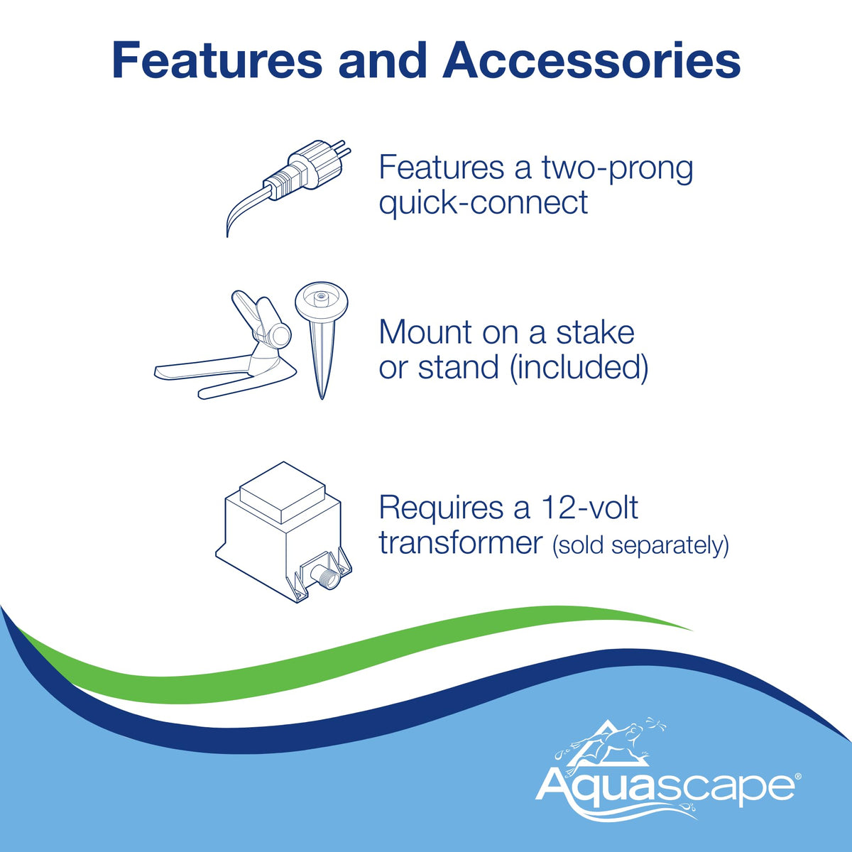 Aquascape bronze housing detail highlighting weather-ready die-cast design.