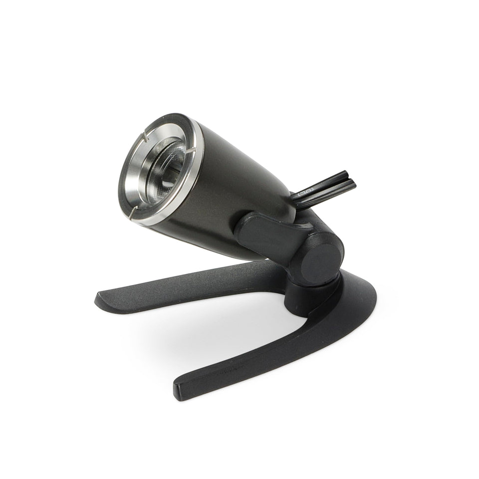 Aquascape Submersible LED Spotlight on pond edge showing warm 3500K light.