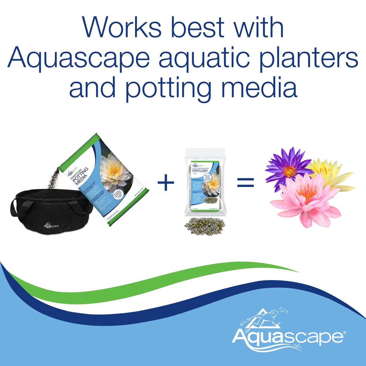 Time-release nutrients visibly nourishing pond plant roots and leaves.