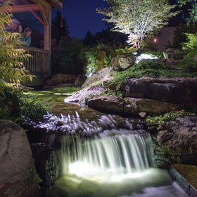 Aquascape underwater pond light is compact and easy to integrate with 12V systems.