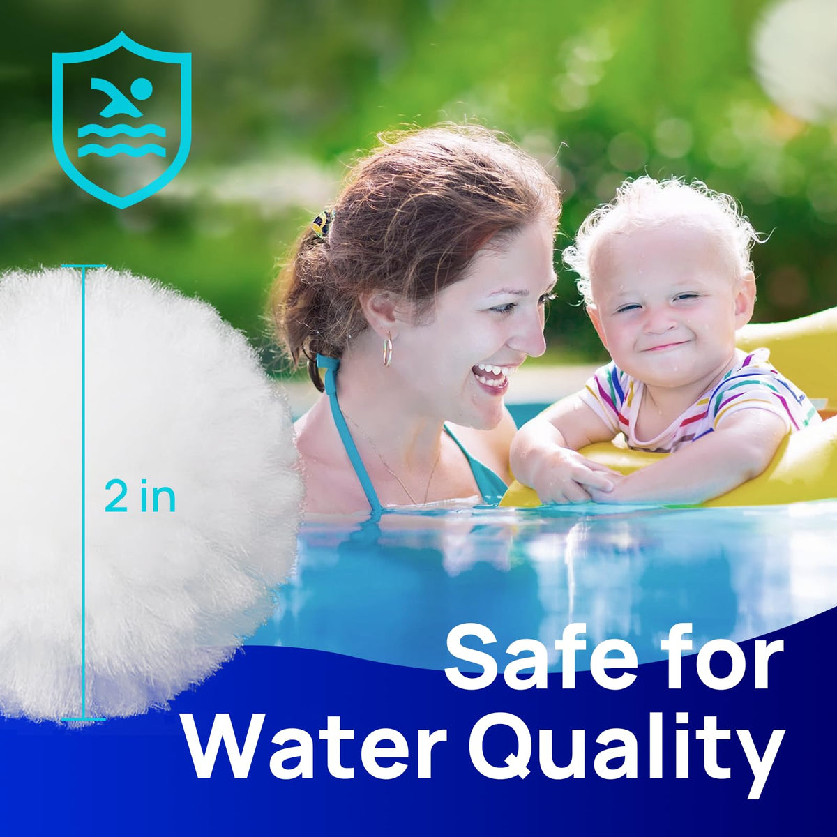 AQUASTRONG pool filter balls inside the filter system, improving clarity