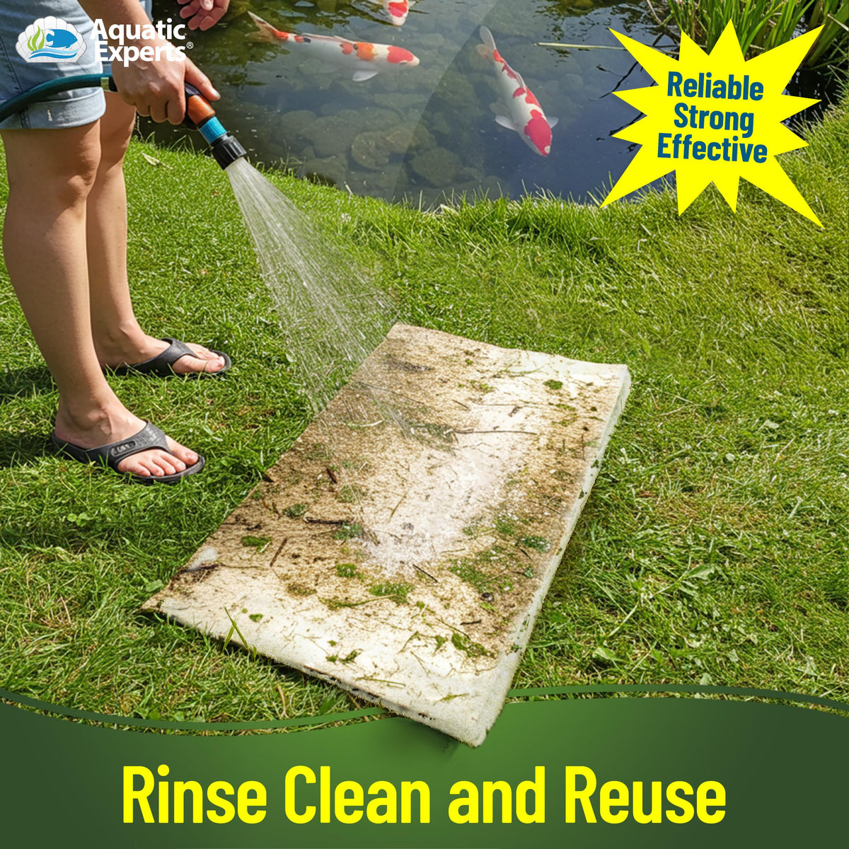 Aquatic Experts Aquarium-ready filter pad works in tanks and ponds.