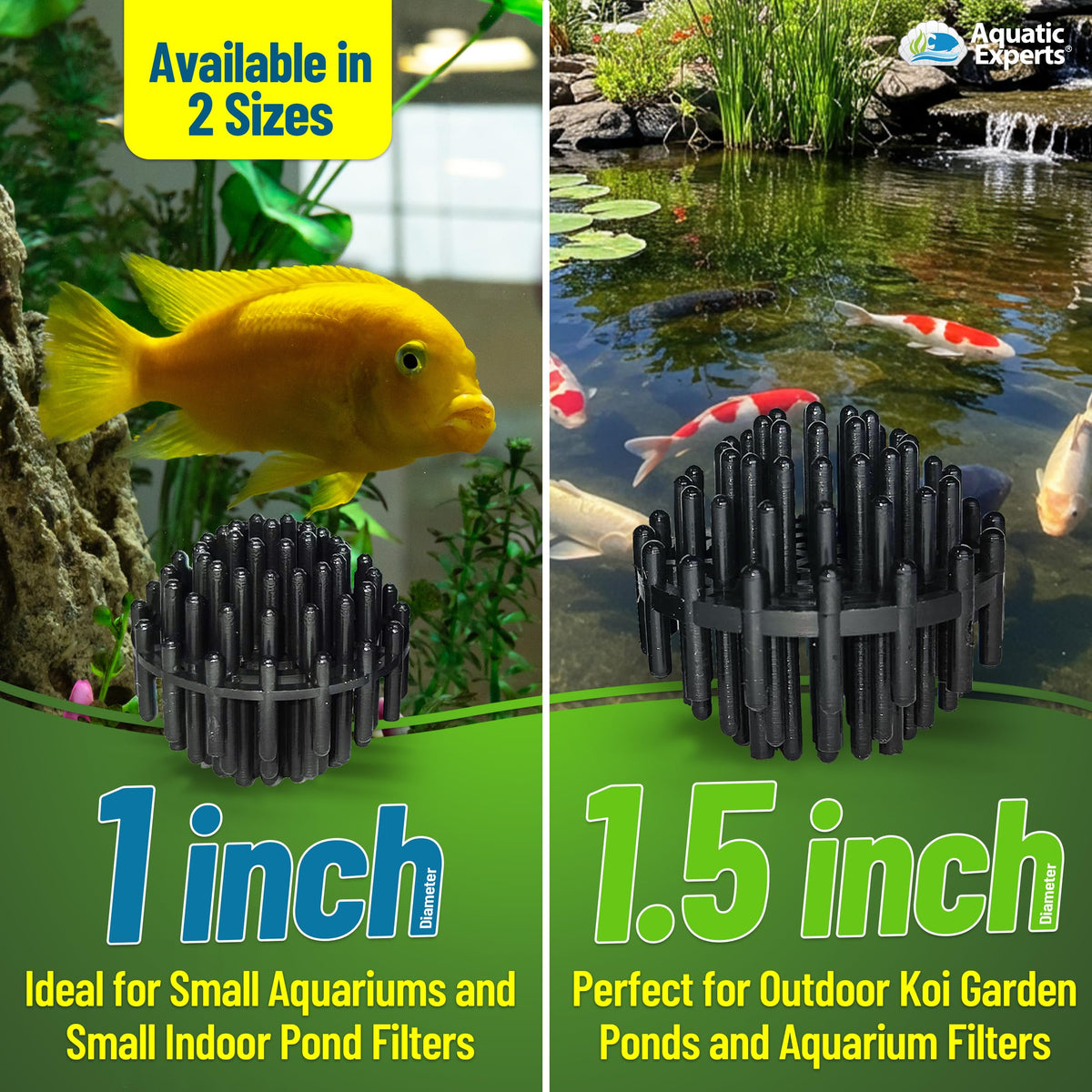 Aquatic Experts bio balls in mesh bag for convenient placement in filters