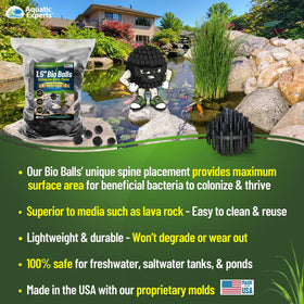 Aquatic Experts bio balls in pond filter installation demonstrating easy high-flow setup