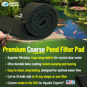 Aquatic Experts filter pad close-up showing durable latex coating for long life.