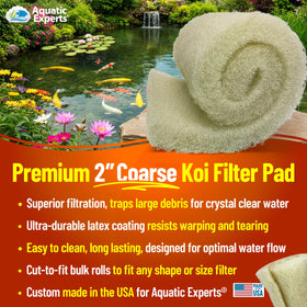 Aquatic Experts Cream Coarse Pond Filter Pad cut-to-fit for custom pond filtration setups.