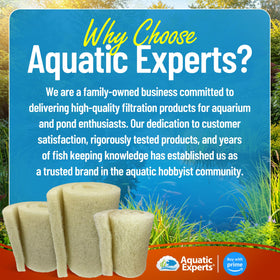 Cream coarse Aquatic Experts material provides dense mechanical filtration without restricting flow.