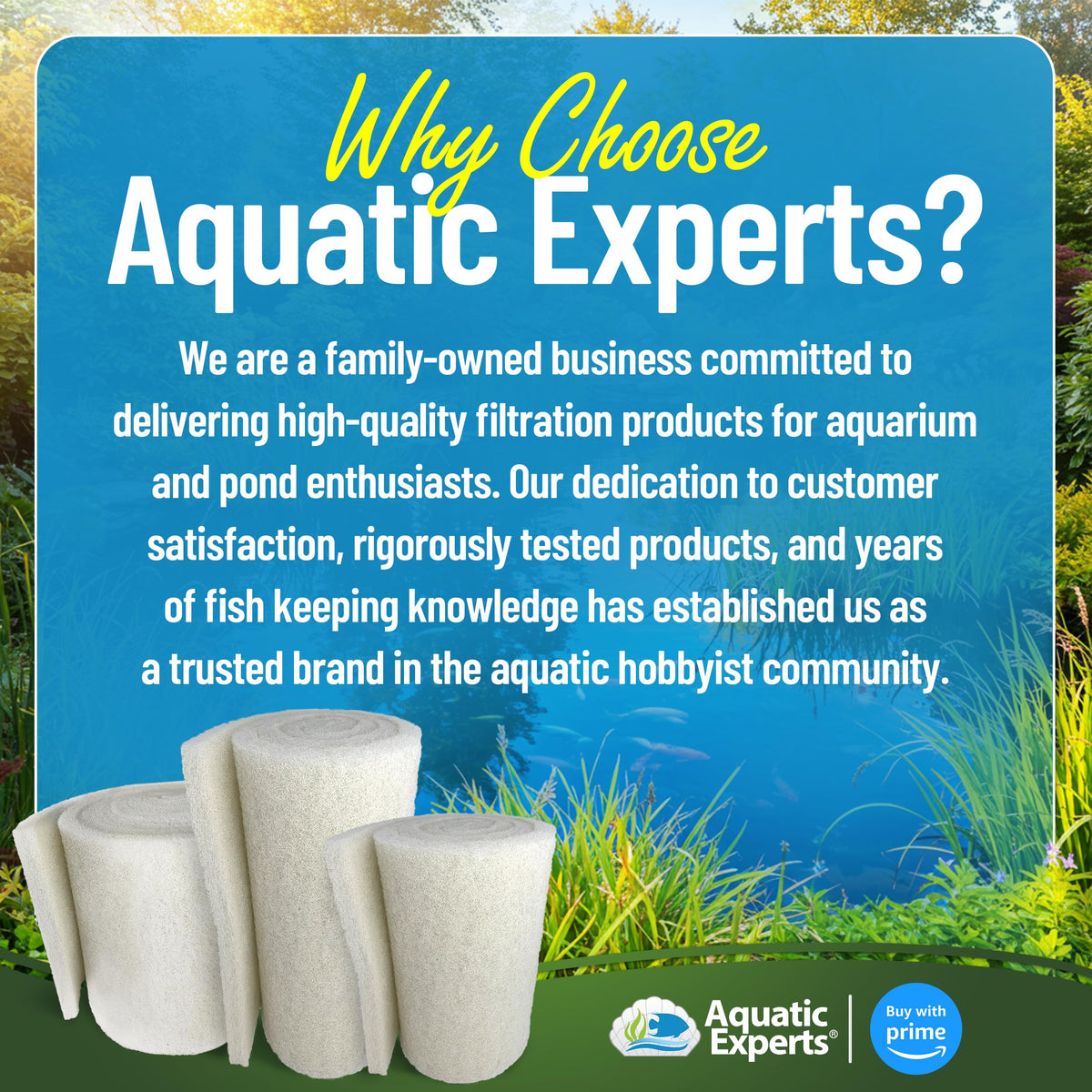 Aquatic Experts fine white pond filter pad keeps water clear and healthy