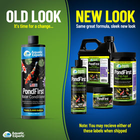 Aquatic Experts PondFirst bottle-500ml highlights concentrated formula for large pond care.