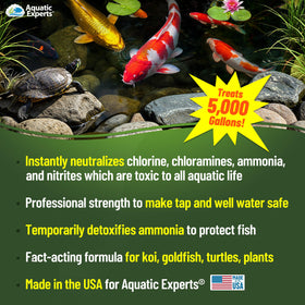Aquatic Experts PondFirst label closeup showing 500 ml size and dosing guidance.