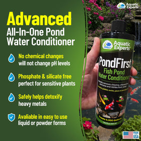 Aquatic Experts PondFirst shelf display emphasizes value and easy storage.