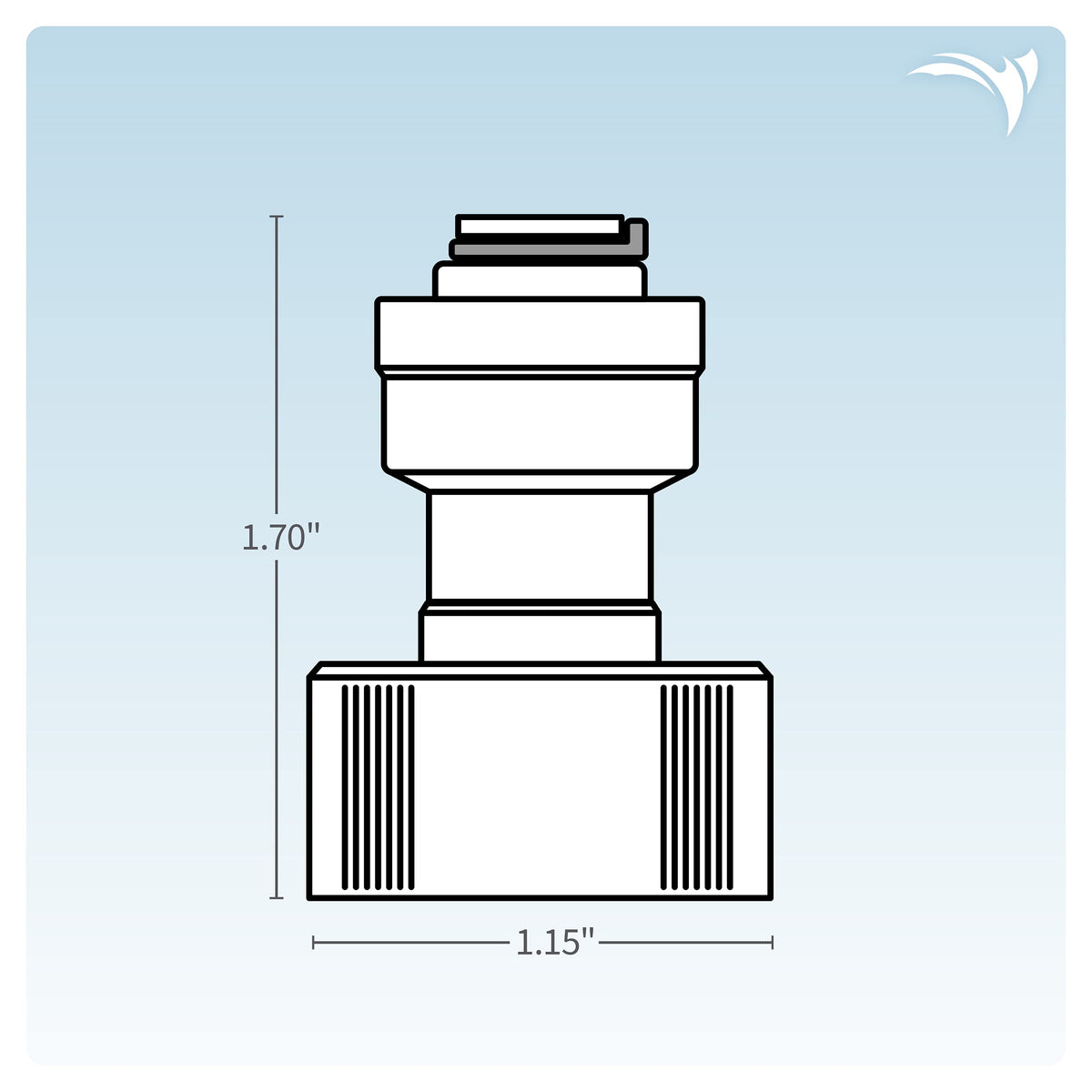 Blue retaining clip secures Buddie Fit tubing for a leak-free setup.