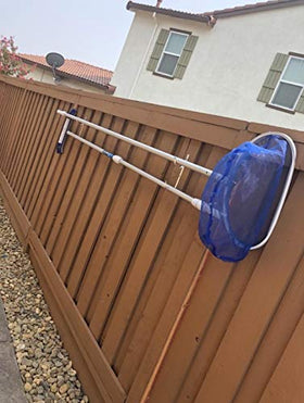 Aquatix Pro hanging system organizes pool tools neatly within reach.