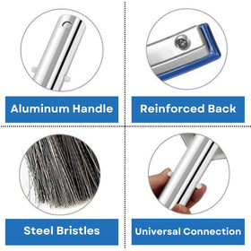 Aquatix Pro reinforced aluminum back provides rust-proof durability during tough scrubbing.