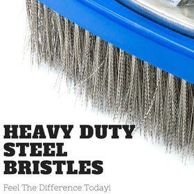 Aquatix Pro stainless steel bristles detail for durable pool scrubbing.