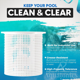 Aquatonics high-capacity basket holds more debris between cleanings.