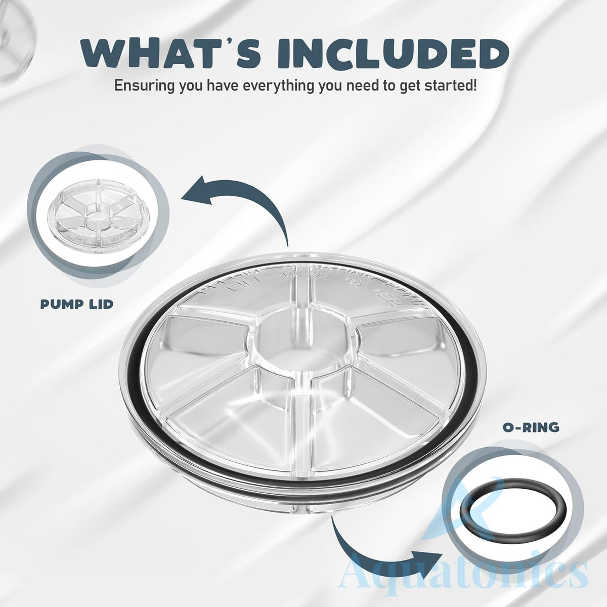 Durable see-through lid ensures a reliable seal during pump operation.