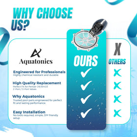 Aquatonics valve cover enables visible flow monitoring during routine checks.