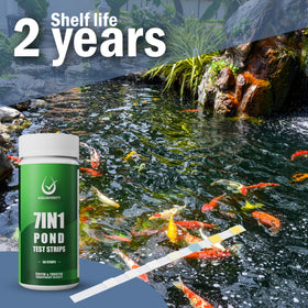 Hands dipping a strip into pond water with AQUAVERITY.