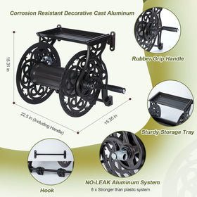 AQUAZILLA heavy-duty aluminum frame holds 135 ft of 5/8-inch hose for long runs.