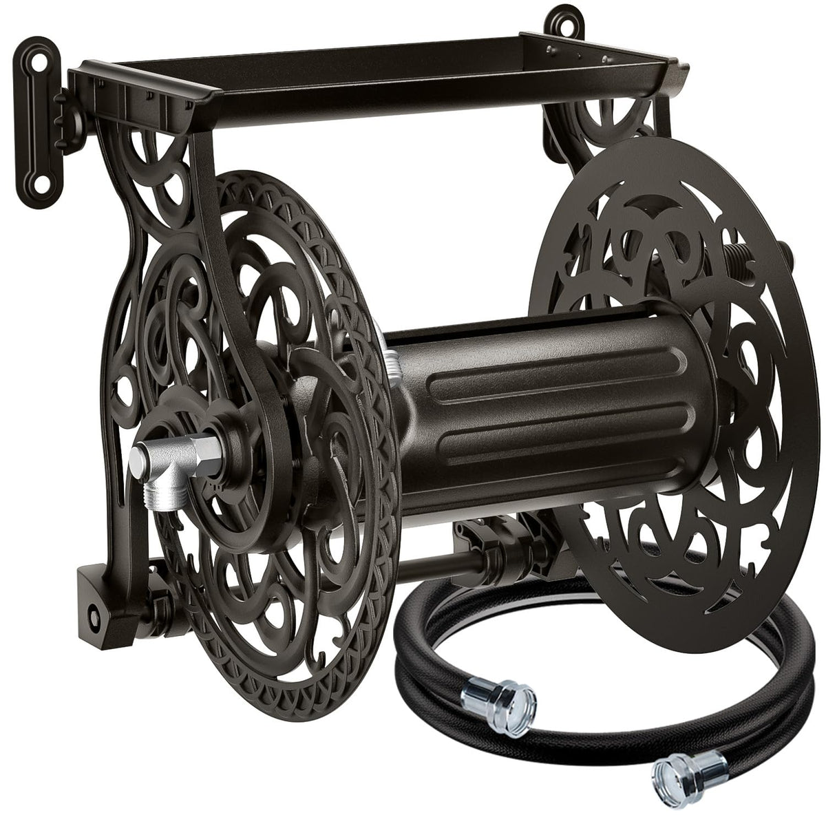 AQUAZILLA hose reel crank handle ergonomic design enables smooth winding and reduces tangles.