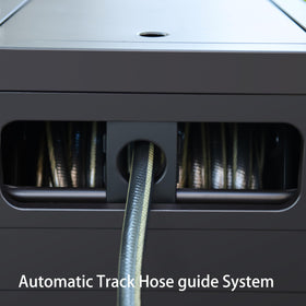 AQUAZILLA hose storage deck box side detail with concealed hose capacity