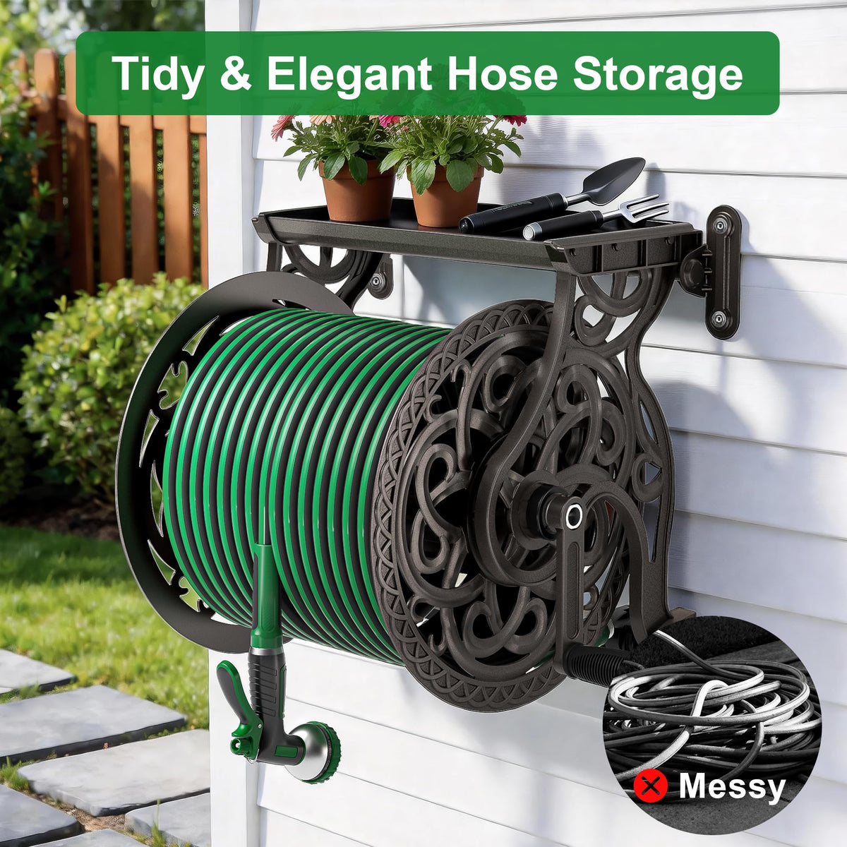 AQUAZILLA leak-proof connection demonstrates secure outdoor hose performance.