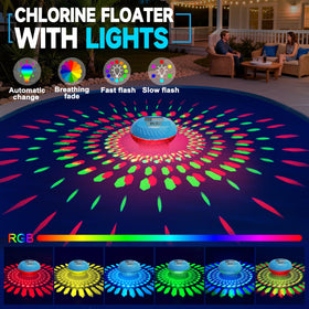 AquClor adjustable-release floater allows precise chlorine dosing from the base.