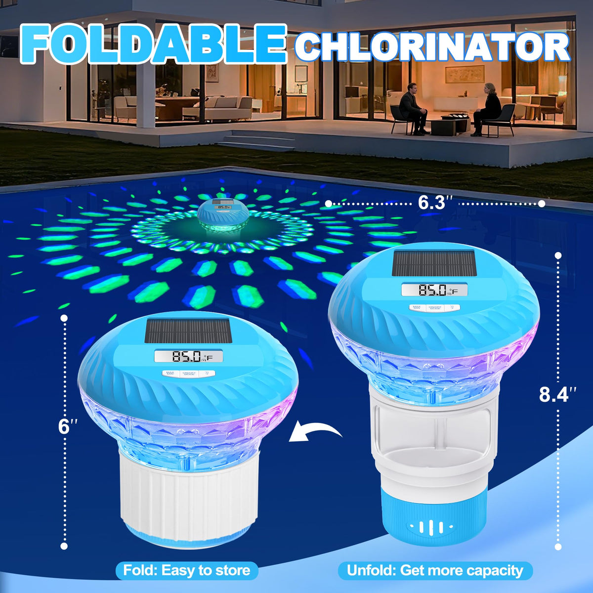 AquClor 3-inch and 1-inch disk compatible floater for versatile use.