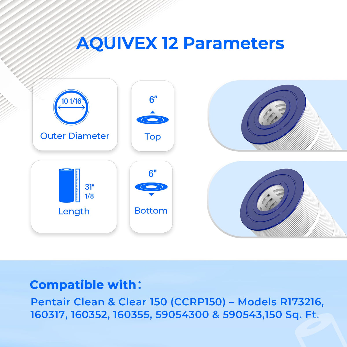 AQUIVEX CCRP150 filtration fabric closeup highlights trilobal fibers for efficiency