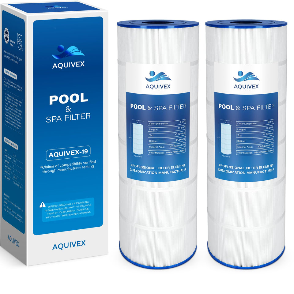 AQUIVEX CX200XRE cartridge front view for 200 sq ft pool filtration.