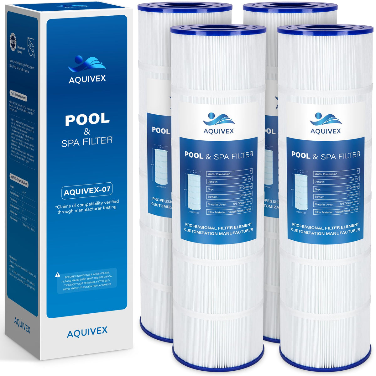 AQUIVEX CX880XRE 4-pack on shelf suggests ready replacements for consistent filtration.
