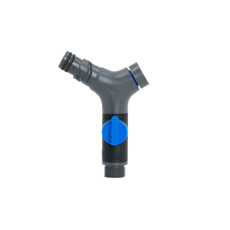 Aquor Comfort Grip VB hose connector side view highlighting ergonomic design for easy setup