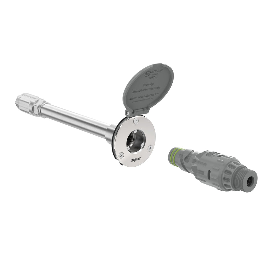 Aquor House Hydrant V1+ frost-free outdoor faucet installed for clean exterior walls