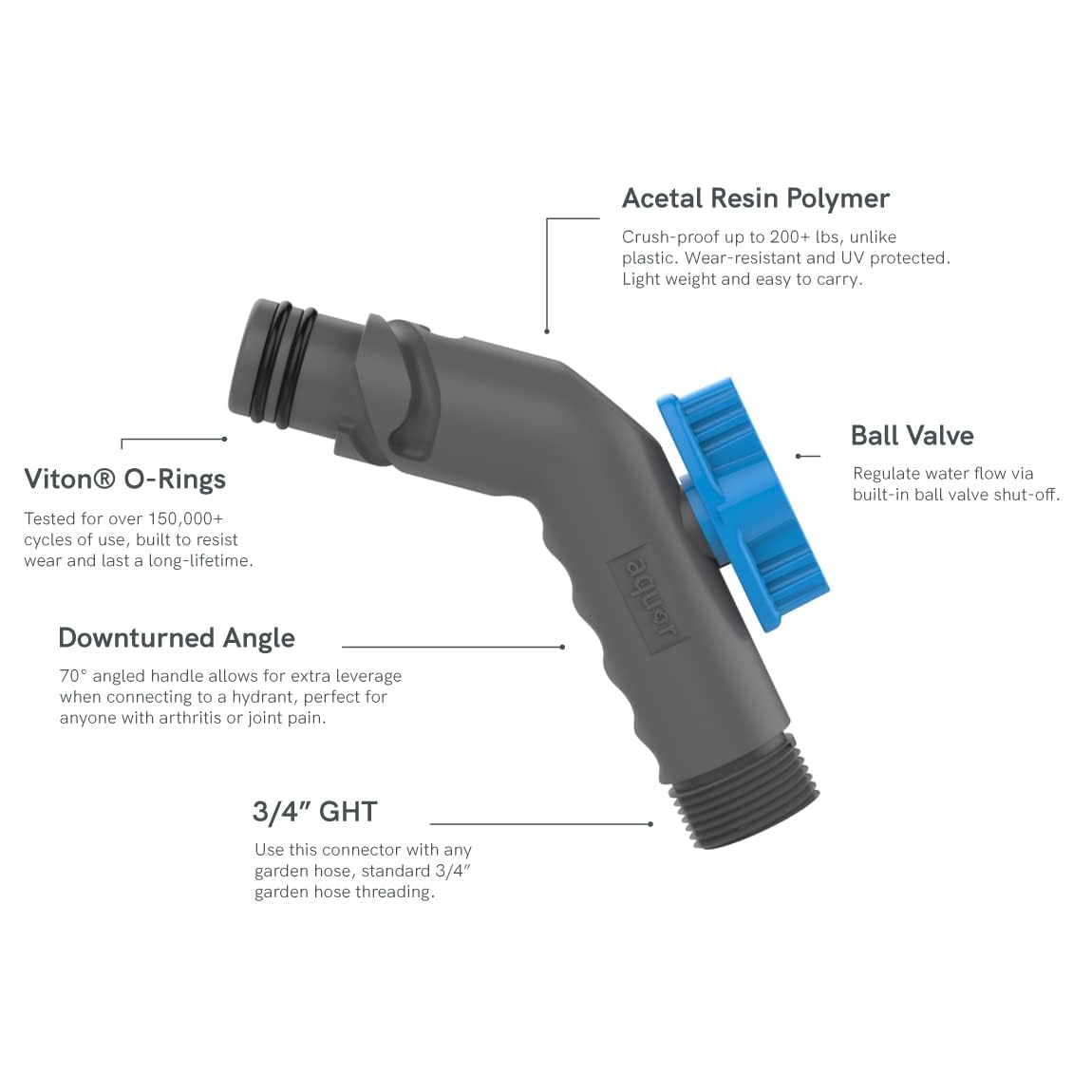 Aquor O-ring seal helps prevent leaks for reliable outdoor use.