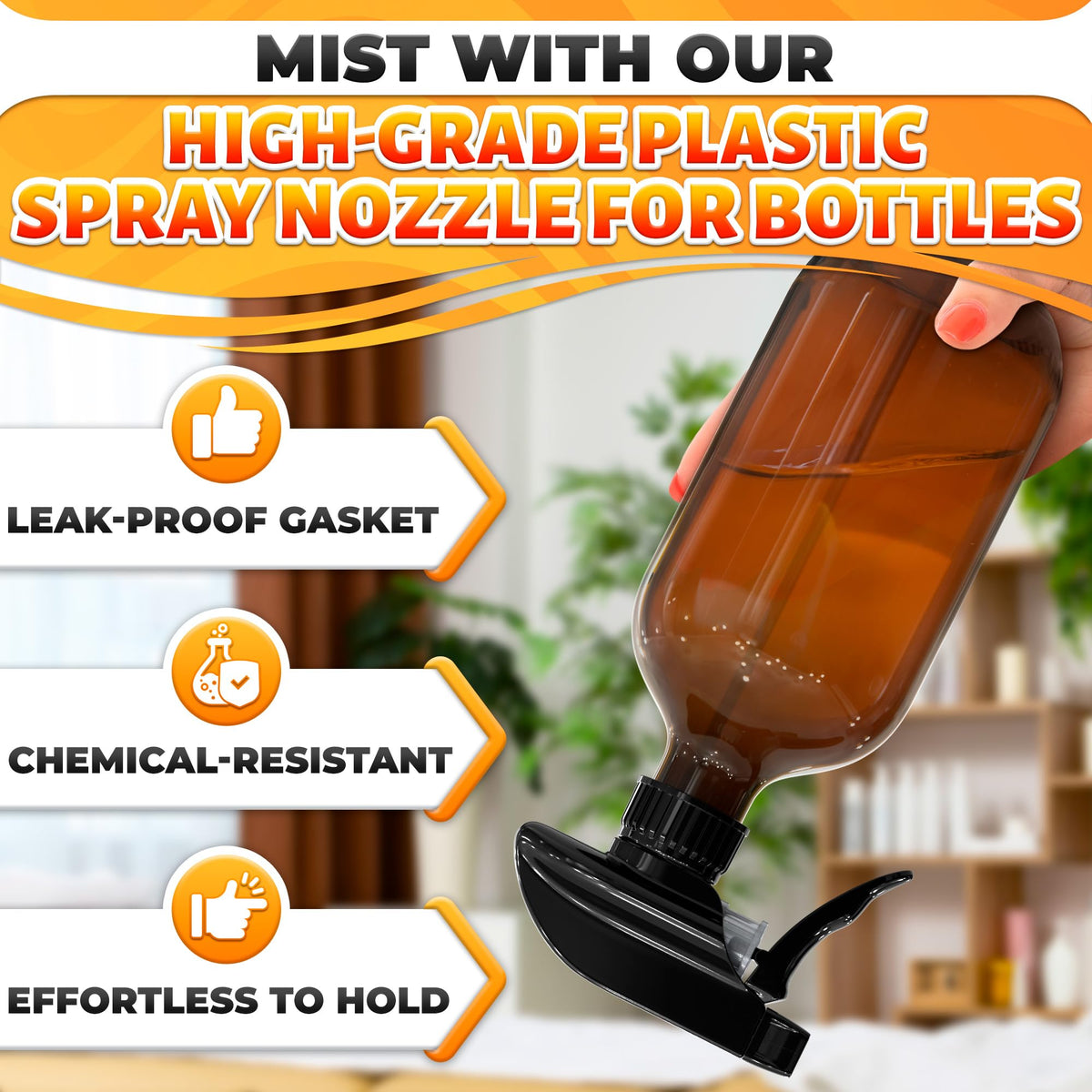 Aquue adjustable spray pattern image shows mist or stream options for varied tasks.