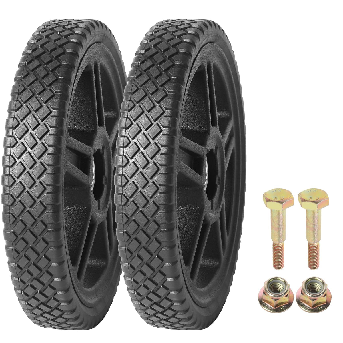 AR-PRO 10-inch push lawn mower wheels provide stable traction on uneven terrain.